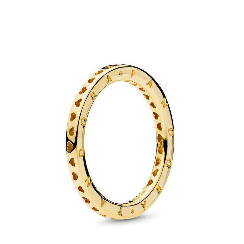 Pandora Shine™ Signature Hearts Stackable Ring - 18ct Gold Plated - Canada | NL5064LP